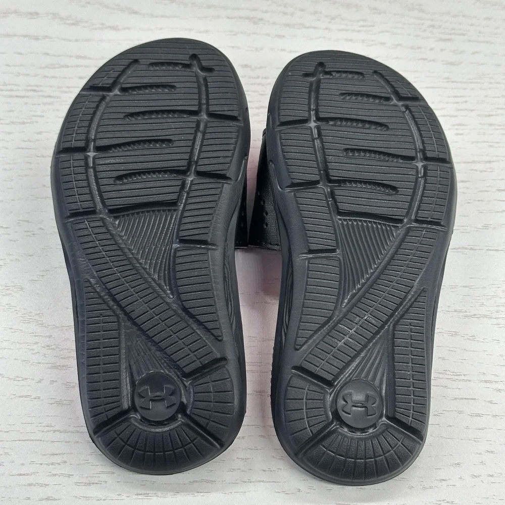 Under Armour Girls Ignite IX Sandals Slides Size 1Y 3022733 002 Black/Pink